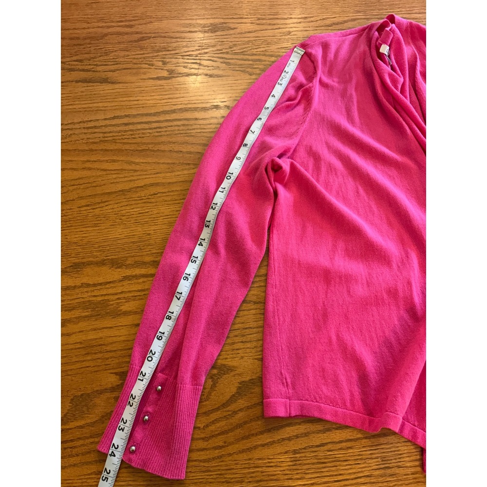 Chicos Open Front Cardigan Pink Button Cuff Cotton Blend Sweater Womens 3 XL - Picture 7 of 8